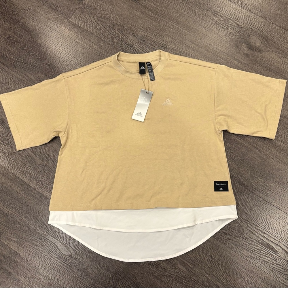 NWT Adidas Japan ID 2.0 Layered Shirt, Women’s XS, Beige and Reflective, Running